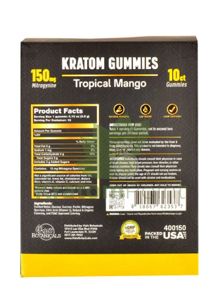 Kats Botanicals Tropical Mango Kratom Gummies 10 Count Pouch-display