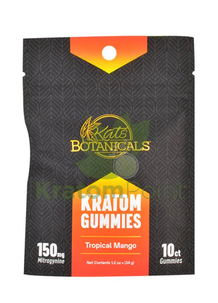 Kats Botanicals Tropical Mango Kratom Gummies 10 Count Pouch