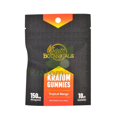 Kats Botanicals Tropical Mango Kratom Gummies 10 Count Pouch