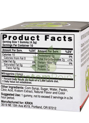 Kraken Kratom Raspberry Kratom Gummies, 10 count-facts