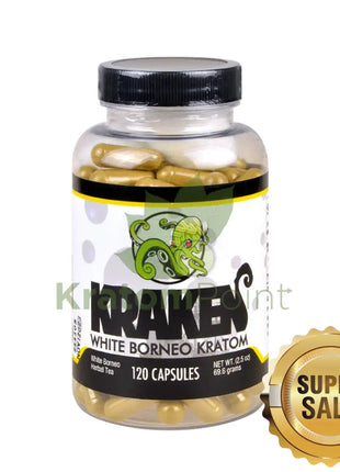 Kraken Kratom White Borneo Kratom, 120 capsules