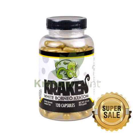 Kraken Kratom White Borneo Kratom, 120 capsules