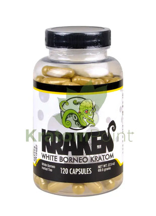 Kraken Kratom White Borneo Kratom, 120 capsules