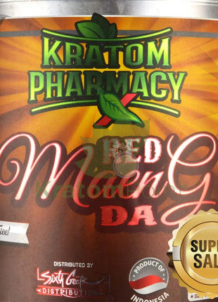 Kratom Pharmacy Red Maeng Da Capsules 500ct bottle-close up