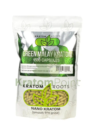 Kratom Roots Nano Green Malay 1500 Capsules