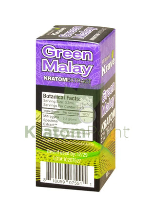 Krave Green Malay Kratom Extract, 10ml, 1 bottle-back