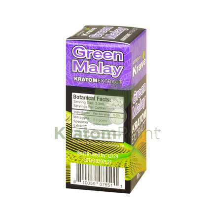 Krave Green Malay Kratom Extract, 10ml, 1 bottle-back