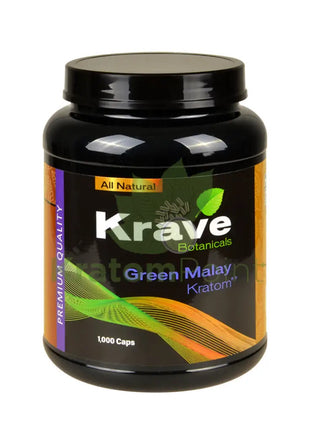 Krave Kratom Green Malay Capsules, 1000 count