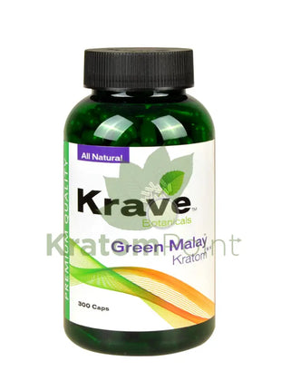 Krave Kratom Green Malay Capsules, 300 count