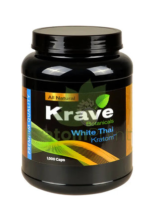 Krave Kratom White Thai Capsules, 1000 count