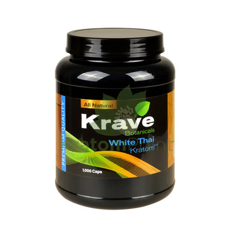 Krave Kratom White Thai Capsules, 1000 count