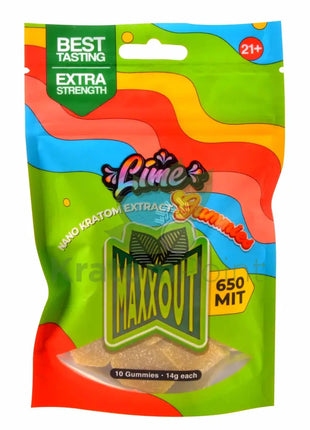 Maxx Out Lime Kratom Gummies 650Mit 10Ct