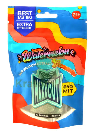 Maxx Out Watermelon Kratom Gummies 650Mit 10Ct