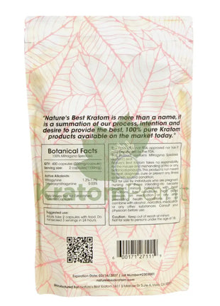 Natures Best Kratom Capsules Red Maeng Da 400Ct