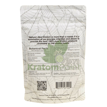 Natures Best Kratom Powder White Maeng Da 250 Grams