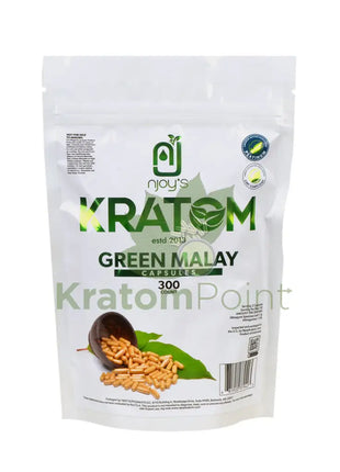 Njoys Green Malay Kratom Capsules 300 Count