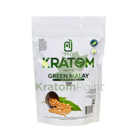 Njoys Green Malay Kratom Capsules 300 Count