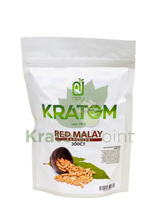 Njoys Red Malay Kratom Capsules 300 Count