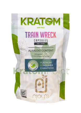 Njoys Trainwreck Kratom Capsules 300 Count