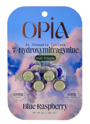 Opia 7-Hydroxy High Potency 30mg Blue Raspberry Kratom 4 Tablets Hydroxy