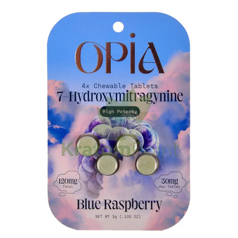 Opia 7-Hydroxy High Potency 30mg Blue Raspberry Kratom 4 Tablets Hydroxy