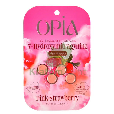 Opia 7-Hydroxy High Potency 30mg Pink Strawberry Kratom 4 Tablets Hydroxy