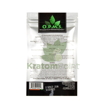 Opms Kratom 15G 30 Capsules Malay Special Reserve Opms