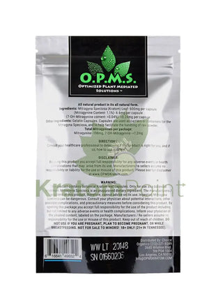 Opms Kratom 15G 30 Capsules Thai Opms-back