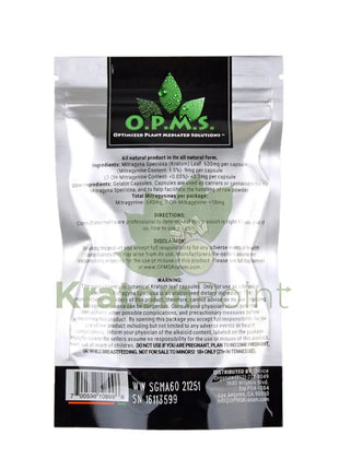 OPMS Kratom 30g, 60 Capsules Malay-back