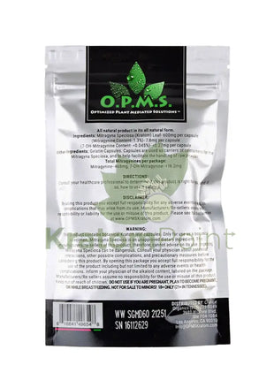 OPMS Kratom 30g, 60 Capsules Maeng Da-back