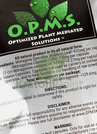 Opms Kratom 480 Capsules Red Vein Maeng Da Opms