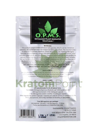 Opms Kratom 8G 16 Capsules Thai Opms-back