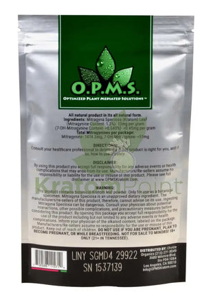 Opms Kratom Powder 4Oz Green Vein Maeng Da Opms