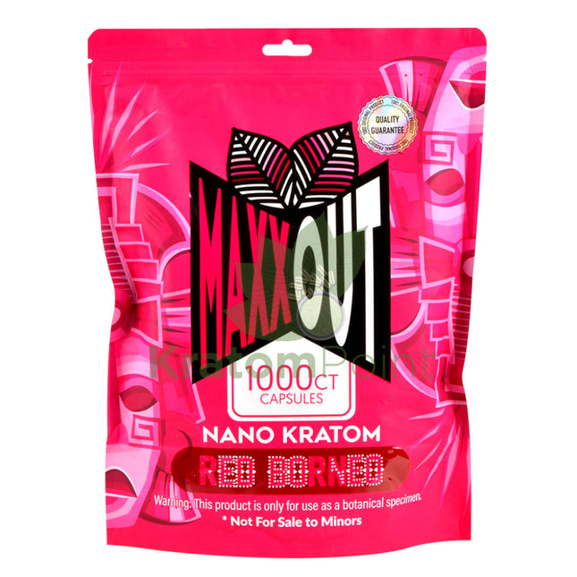 Pain Out (Maxx Out) Kratom Capsules 1000Ct Red Borneo Pain Out
