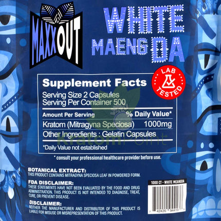 Pain Out (Maxx Out) Kratom Capsules 1000Ct White Maeng Da Pain Out