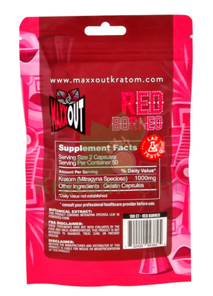 Pain Out (Maxx Out) Kratom Capsules 100Ct Red Borneo Pain Out