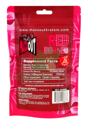 Pain Out (Maxx Out) Kratom Capsules 160Ct Red Borneo Pain Out