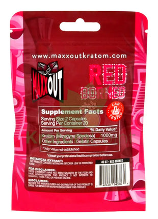 Pain Out (Maxx Out) Kratom Capsules 40Ct Red Borneo Pain Out