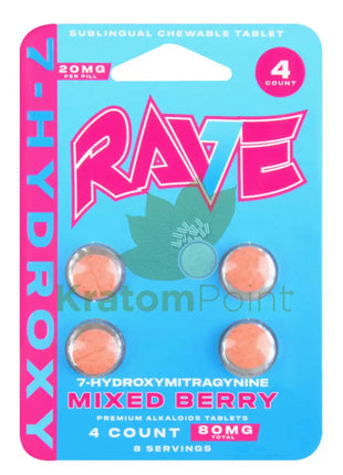 Rave 7-Hydroxymitragynine Mixed Berry Tablets 4Ct Hydroxy