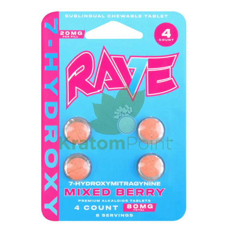 Rave 7-Hydroxymitragynine Mixed Berry Tablets 4Ct Hydroxy