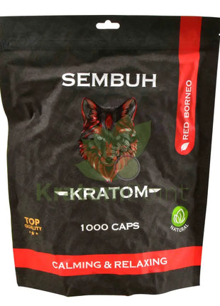 Sembuh Red Borneo Kratom Capsules 1000 Count