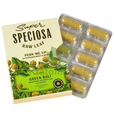 Super Speciosa Green Bali Kratom Capsules 1 Pack Of 10 Capsules