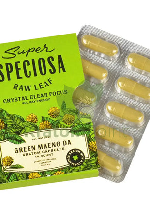 Super Speciosa Green Maeng Da Kratom Capsules 1 Pack Of 10 Capsules