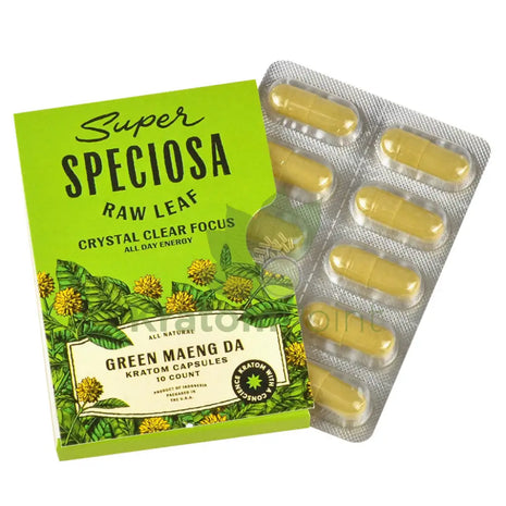 Super Speciosa Green Maeng Da Kratom Capsules 1 Pack Of 10 Capsules