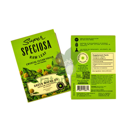 Super Speciosa Green Maeng Da Kratom Capsules 1 Pack Of 10 Capsules