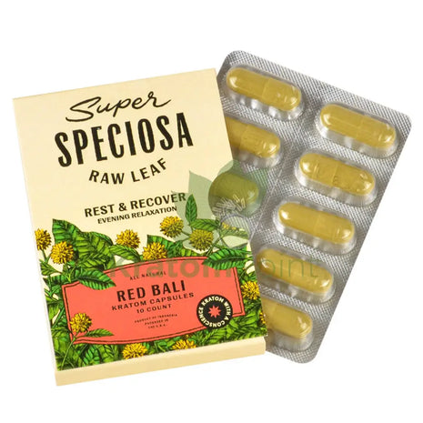 Super Speciosa Red Bali Kratom Capsules 1 Pack Of 10 Capsules