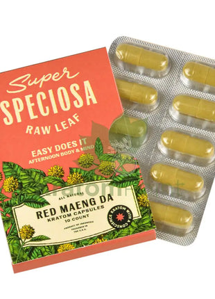 Super Speciosa Red Maeng Da Kratom Capsules 1 Pack Of 10 Capsules