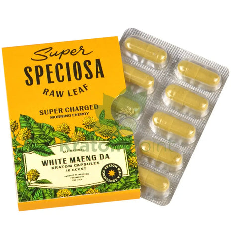 Super Speciosa White Maeng Da Kratom Capsules 1 Pack Of 10 Capsules