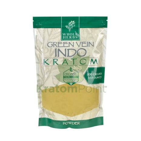 Whole Herbs Kratom 17.5Oz Green Vein Indo Powder Wholeherbs