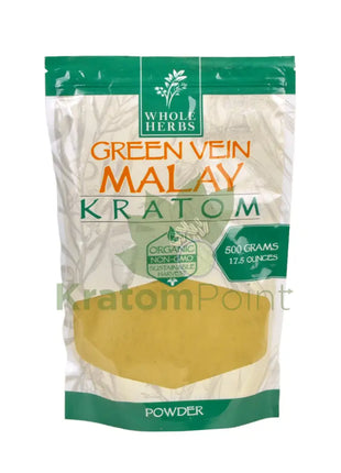 Whole Herb Green Vein Malay Kratom Powder, 17.5oz